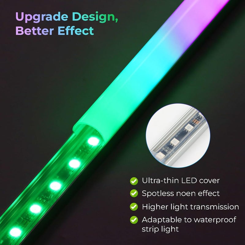 VST 6Pack 3.3FT/1M Excellent Spotless LED Channel System with Milky White Cover Silver Aluminum U Shape LED Channel for LED Strip Lights - Image 2